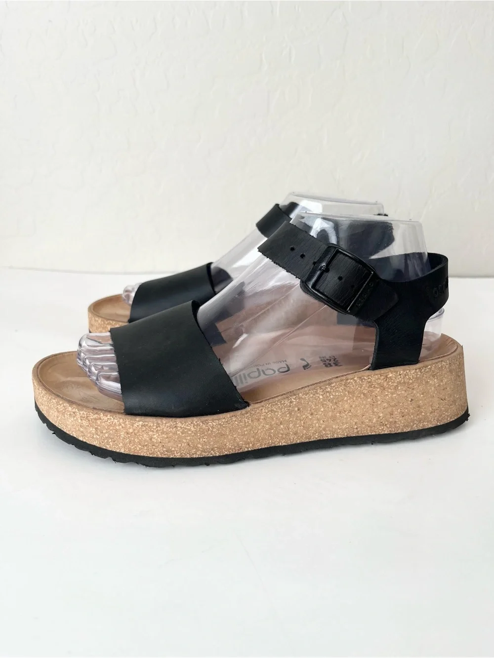 Birkenstock Papillio Glenda black leather platform sandals 38 US 7